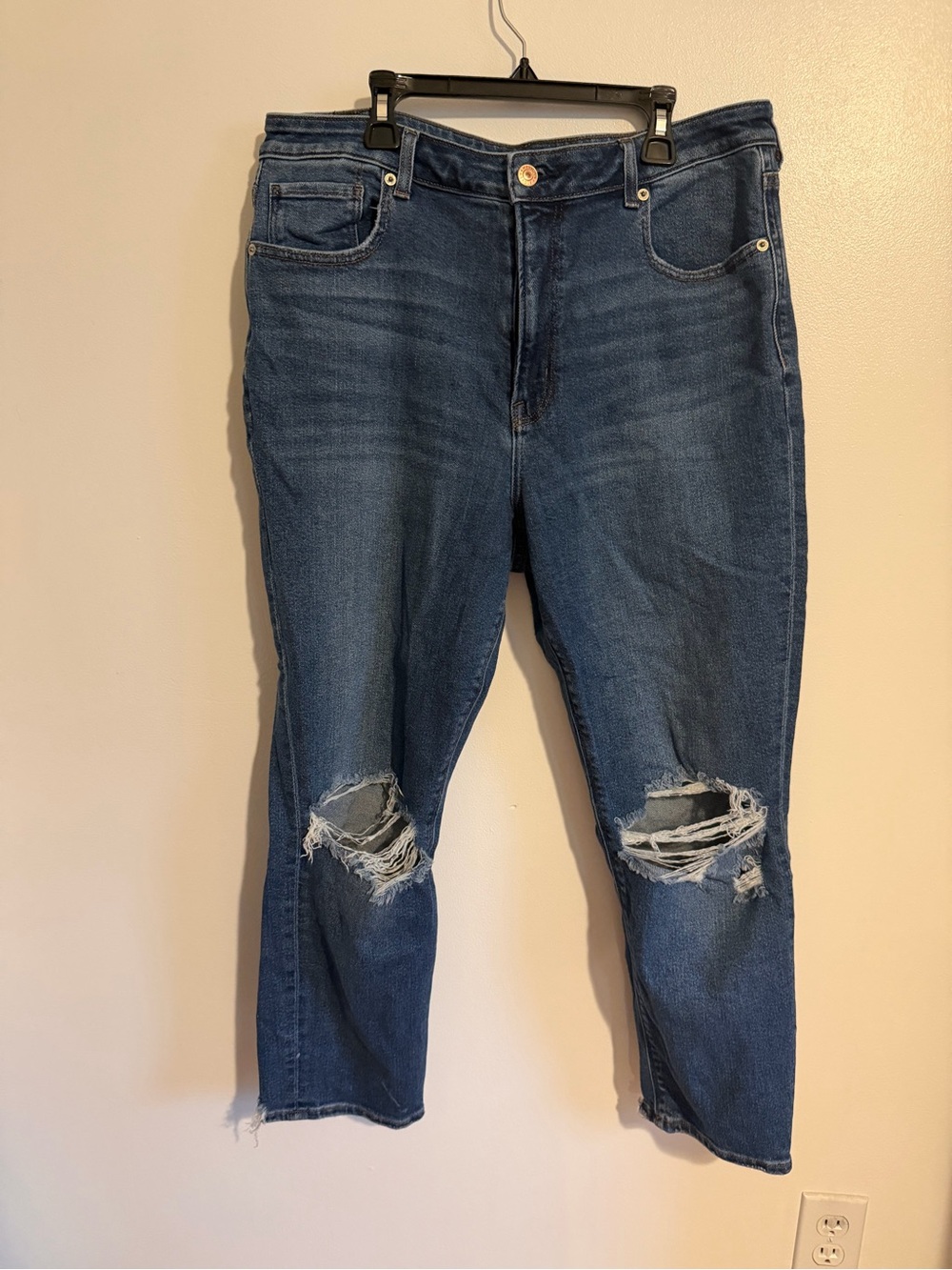 American Eagle Distressed Stretch Mom Jean
